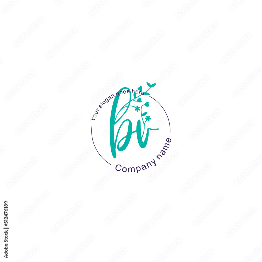 Initial letter BV beauty handwriting logo vector Initial letter BV beauty handwriting logo vector