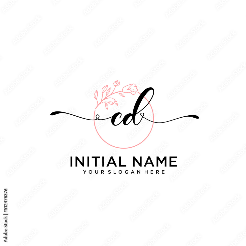 Initial letter CD beauty handwriting logo vector Initial letter CD beauty handwriting logo vector