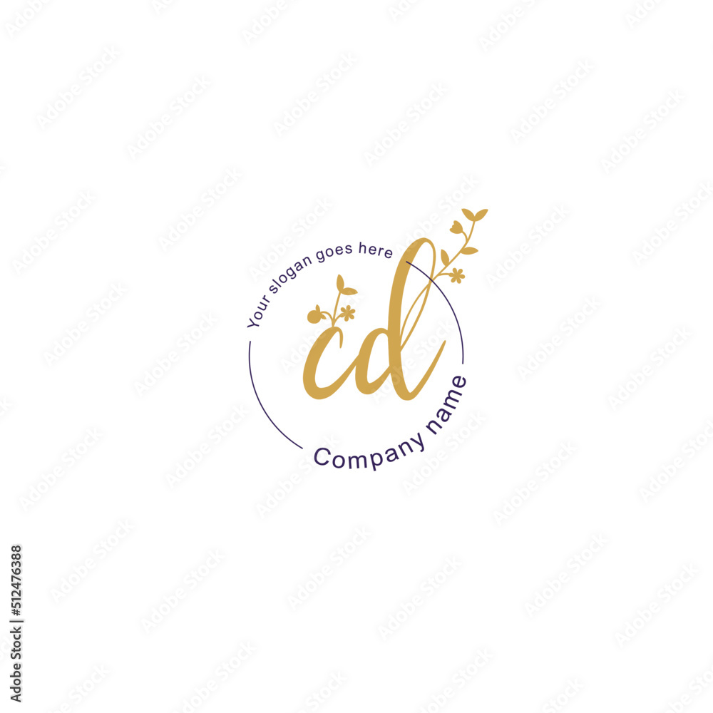 Initial letter CD beauty handwriting logo vector Initial letter CD beauty handwriting logo vector