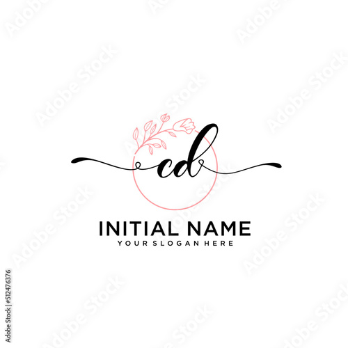 Initial letter CD beauty handwriting logo vector