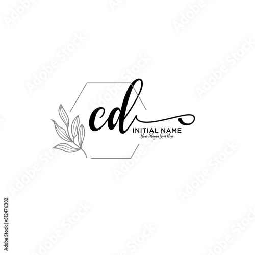 Initial letter CD beauty handwriting logo vector