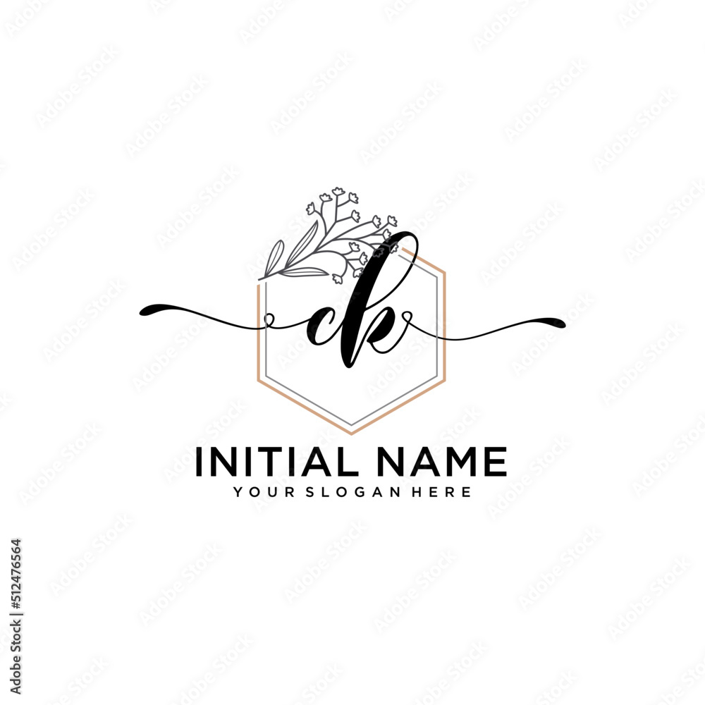 Initial letter CK beauty handwriting logo vector Stock Vector | Adobe Stock