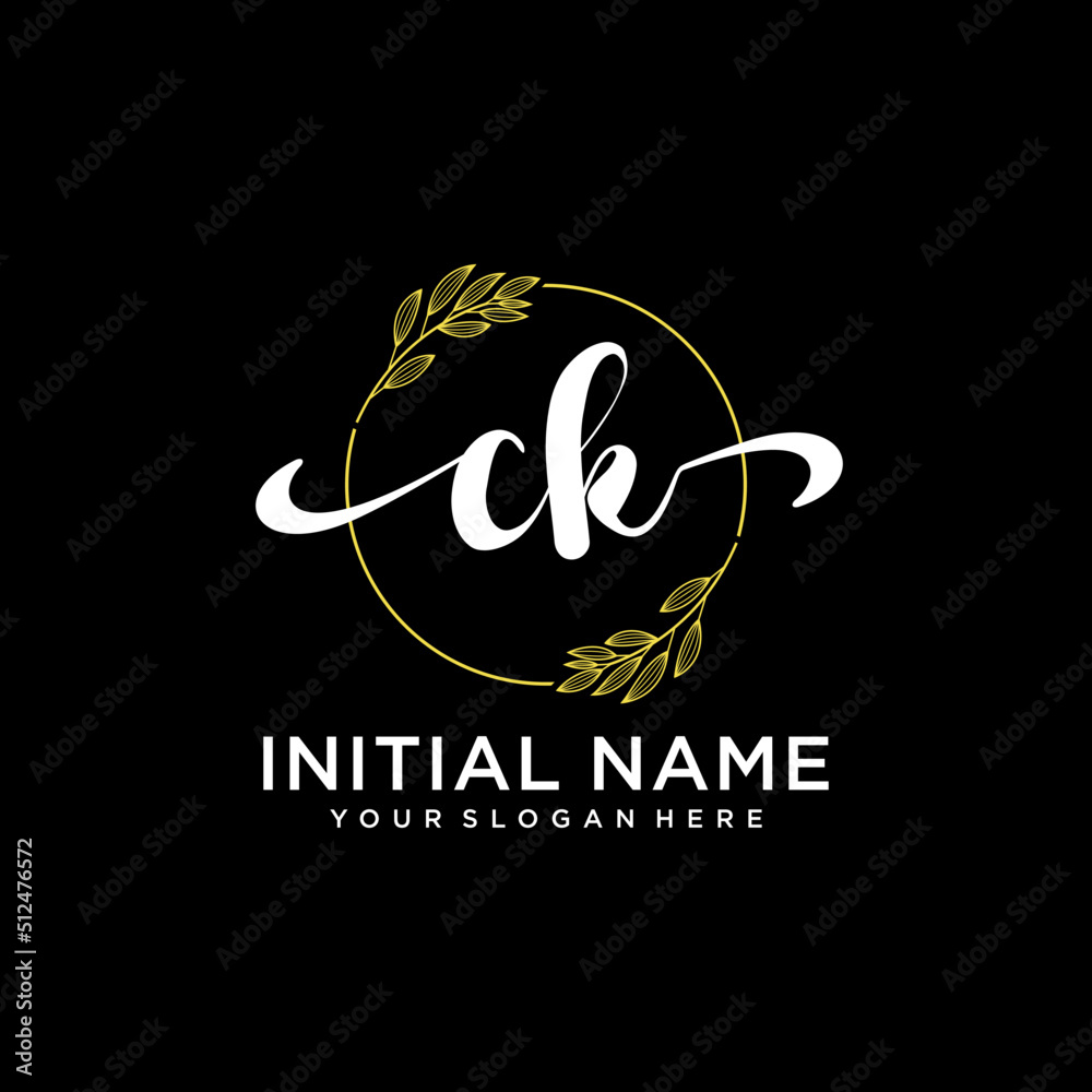 CK Initial handwriting logo vector. Hand lettering for designs.