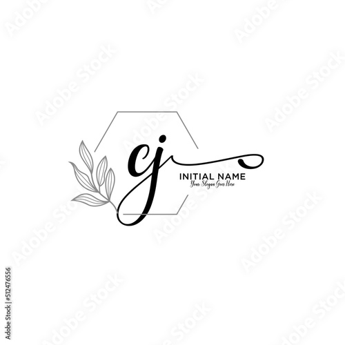 Initial letter CJ beauty handwriting logo vector