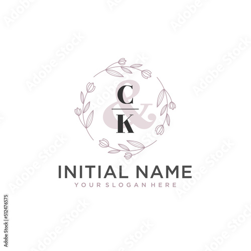 Initial letter CK beauty handwriting logo vector