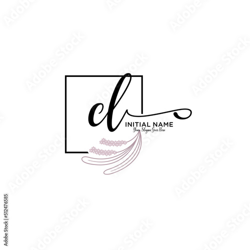 Initial letter CL beauty handwriting logo vector