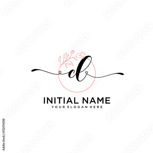 Initial letter CL beauty handwriting logo vector