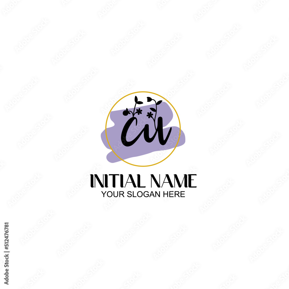 Initial letter CU beauty handwriting logo vector Initial letter CU beauty handwriting logo vector