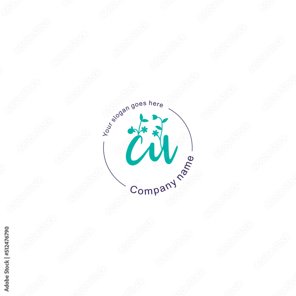 Initial letter CU beauty handwriting logo vector Initial letter CU beauty handwriting logo vector
