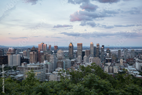 Montreal skyline, view from the Mont Royal viewpoint in Montreal, Quebec