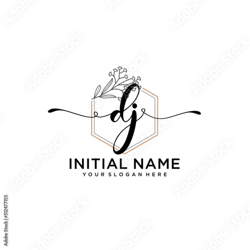 Initial letter DJ beauty handwriting logo vector