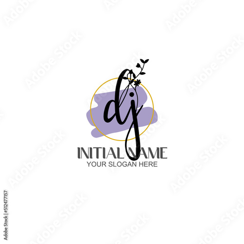 Initial letter DJ beauty handwriting logo vector