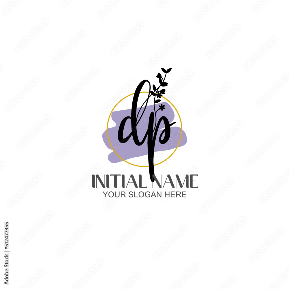 Initial letter DP beauty handwriting logo vector