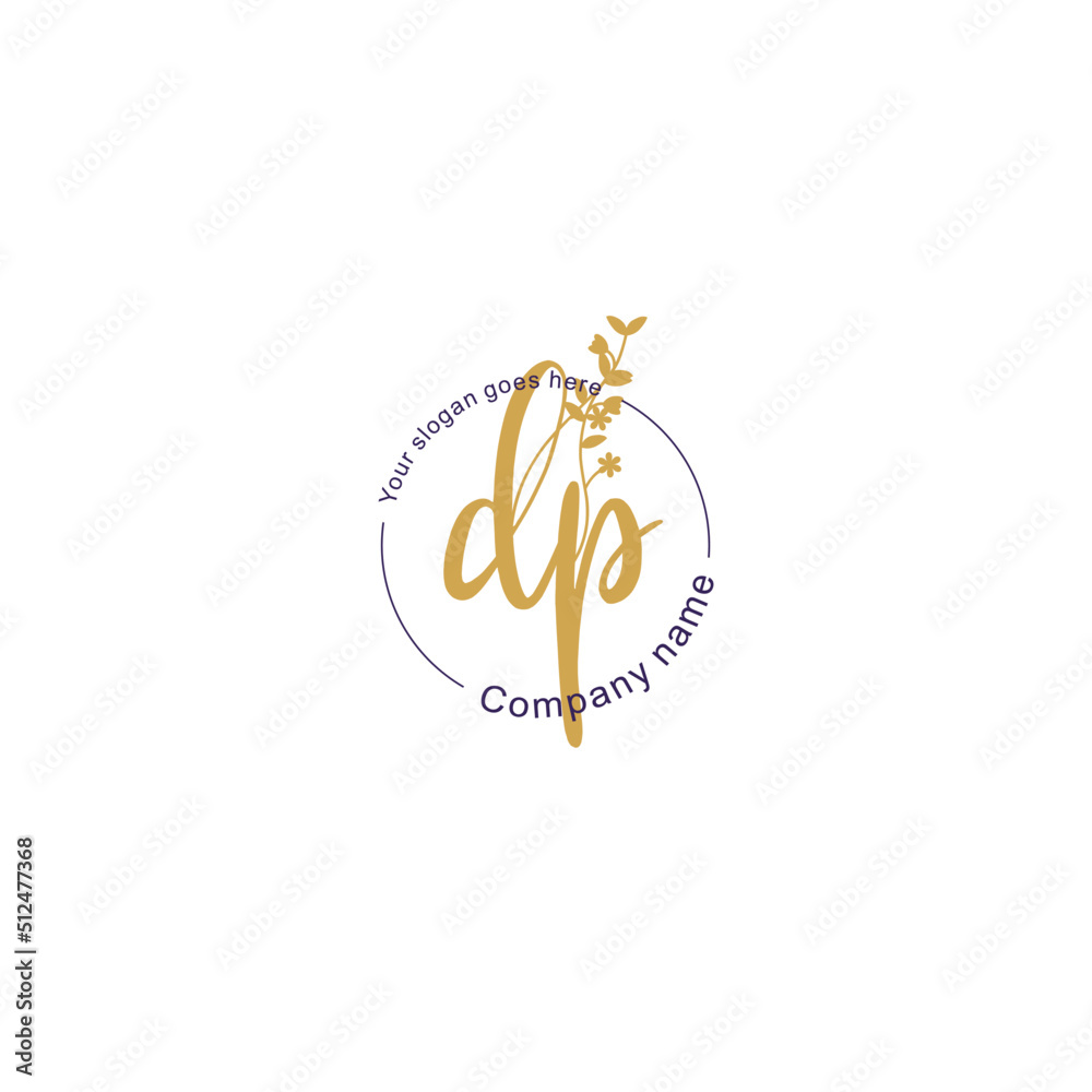 Naklejka premium Initial letter DP beauty handwriting logo vector