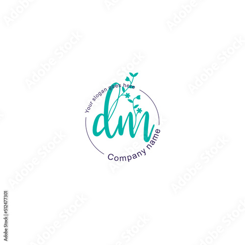 Initial letter DM beauty handwriting logo vector