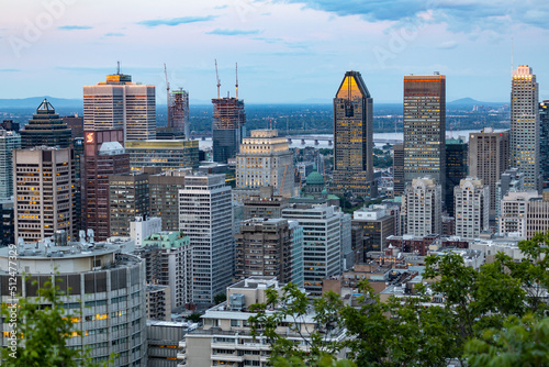Montreal skyline, view from the Mont Royal viewpoint in Montreal, Quebec photo