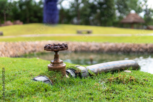 Water valve of the irrigation system in the parkes. photo