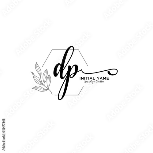 Initial letter DP beauty handwriting logo vector