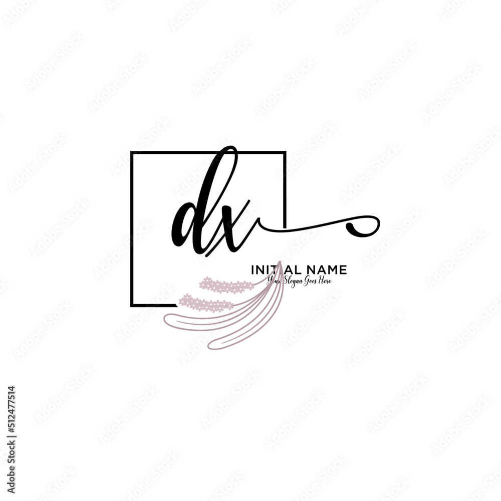 Initial letter DX beauty handwriting logo vector Stock Vector | Adobe Stock