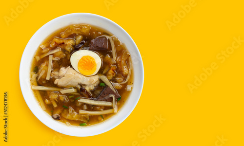 Fish maw soup on white background.