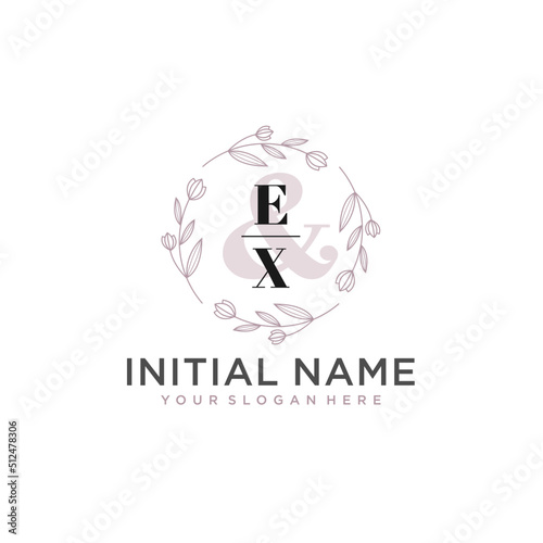 Initial letter EX beauty handwriting logo vector