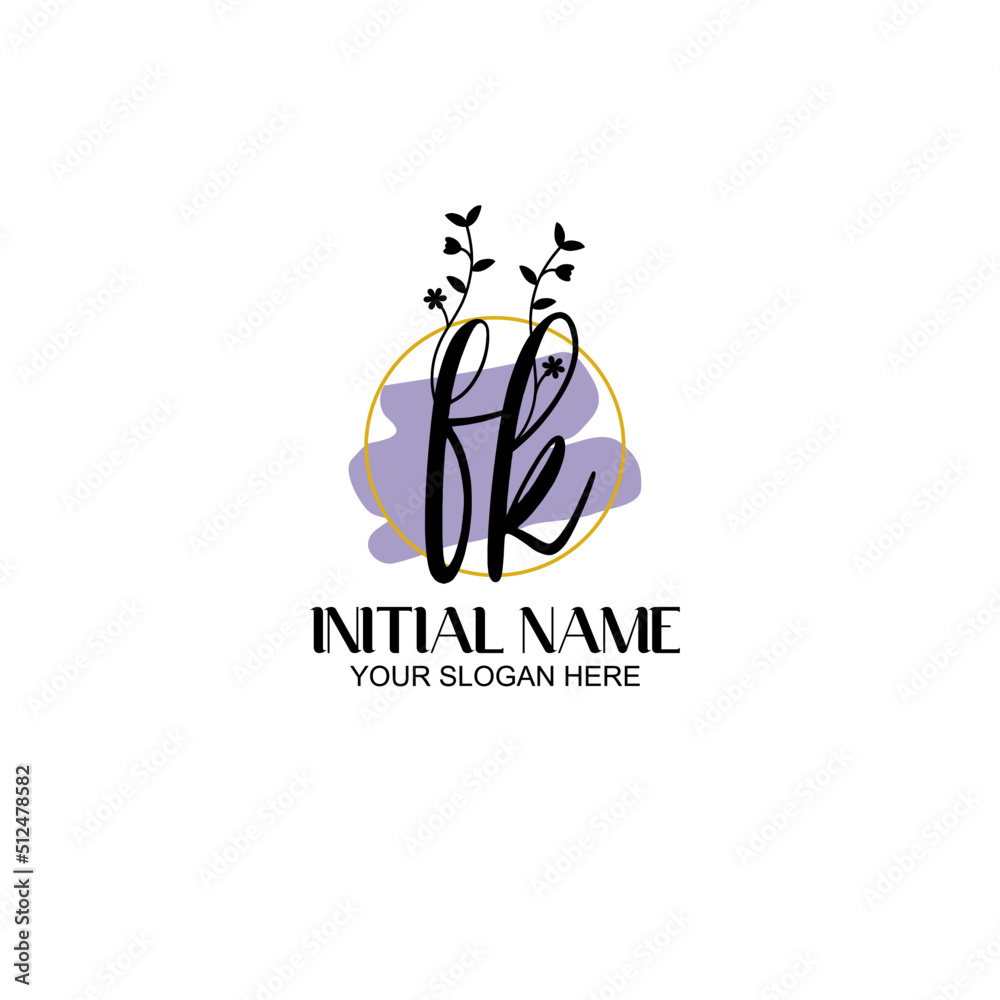 Initial letter FK beauty handwriting logo vector