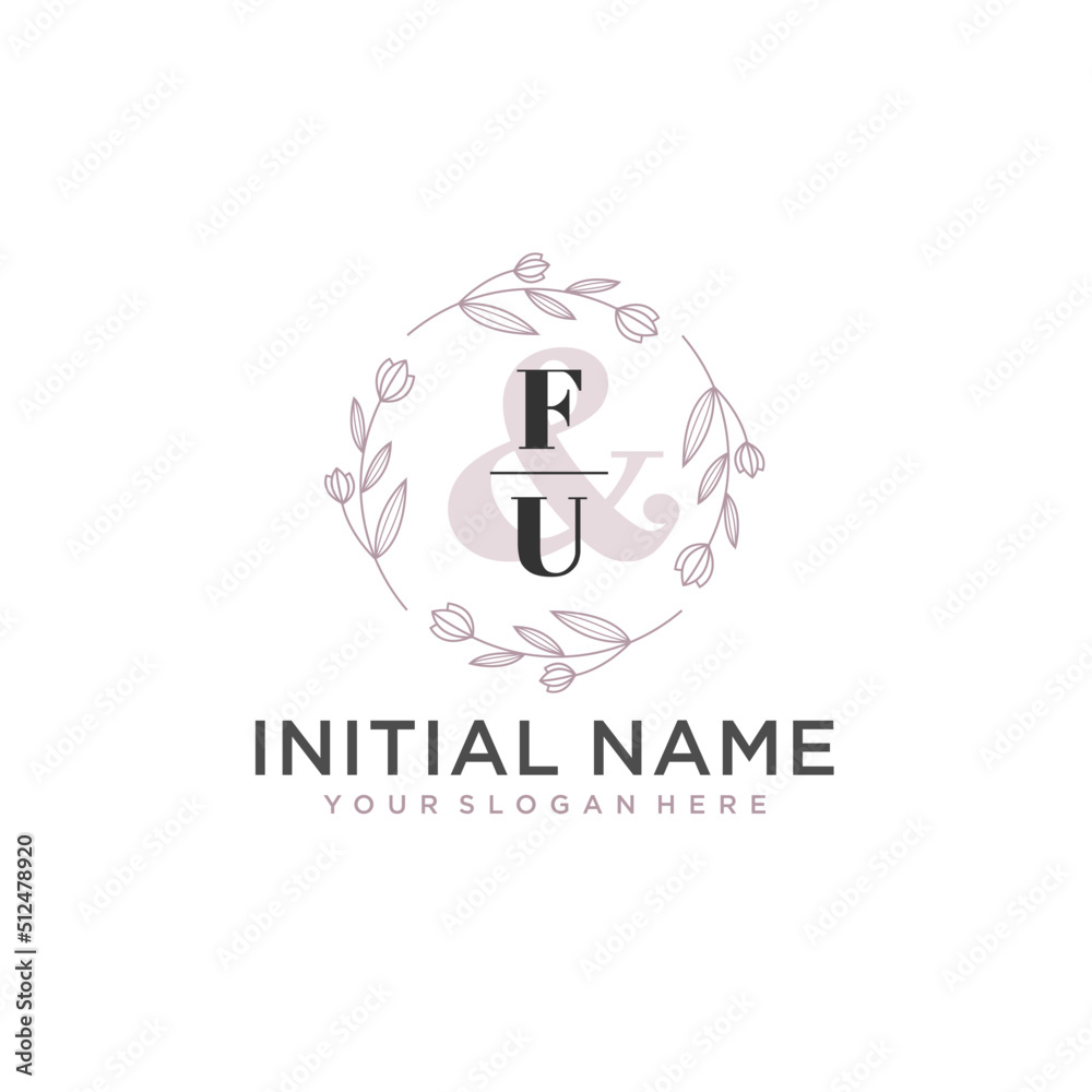 Initial letter FU beauty handwriting logo vector Initial letter FU beauty handwriting logo vector