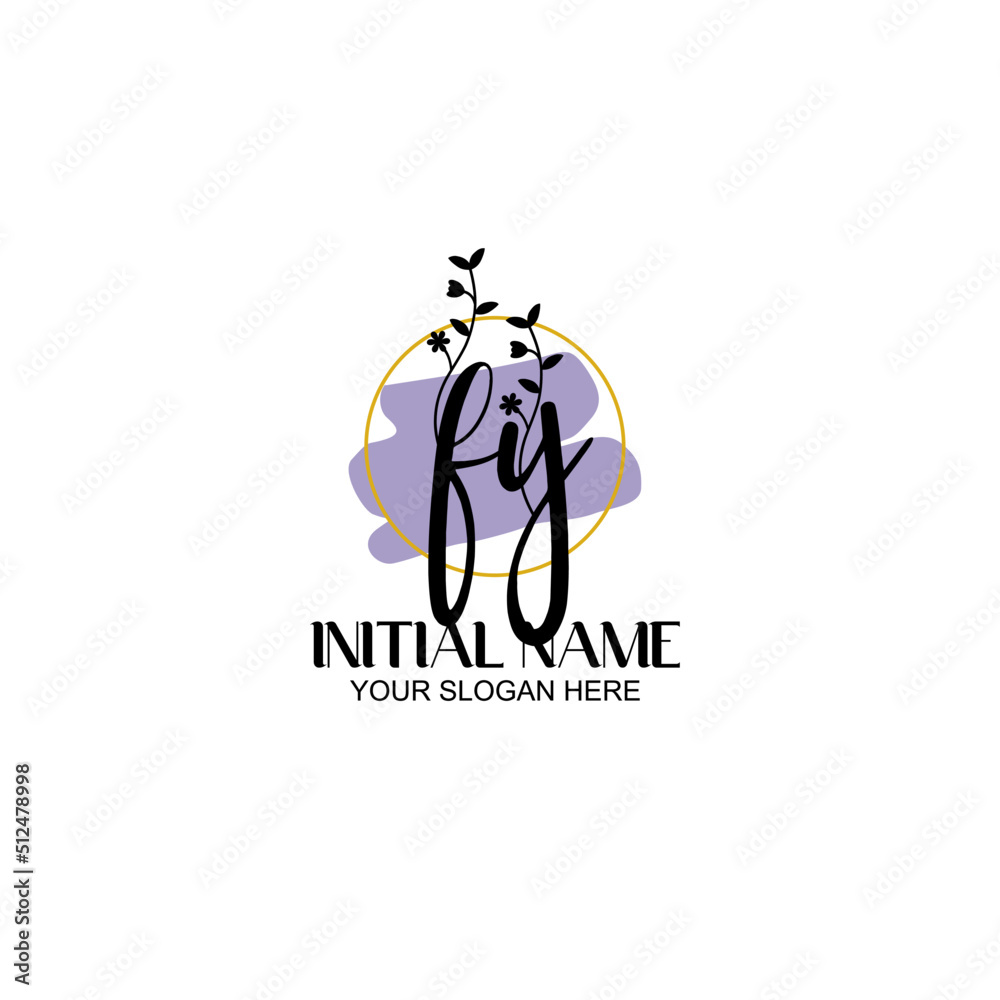 Initial letter FY beauty handwriting logo vector