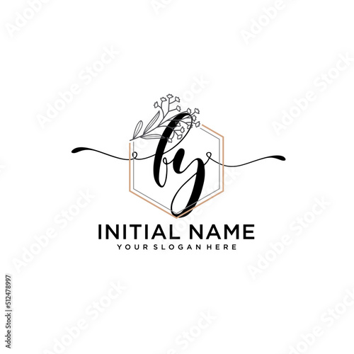 Initial letter FY beauty handwriting logo vector photo