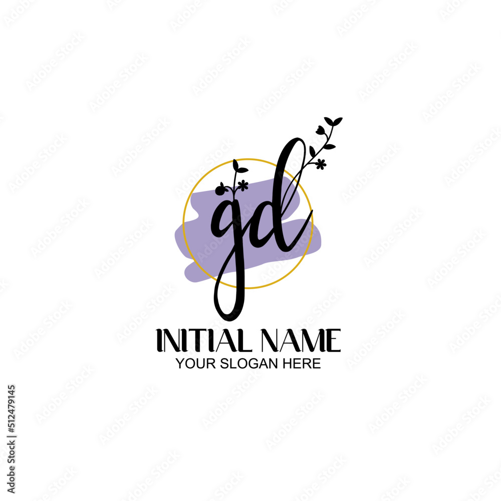 Fototapeta premium Initial letter GD beauty handwriting logo vector