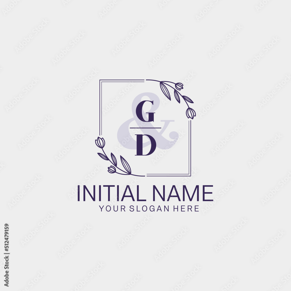 Initial letter GD beauty handwriting logo vector