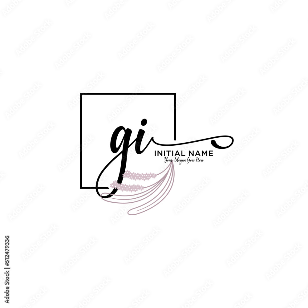 Initial letter GI beauty handwriting logo vector Initial letter GI beauty handwriting logo vector