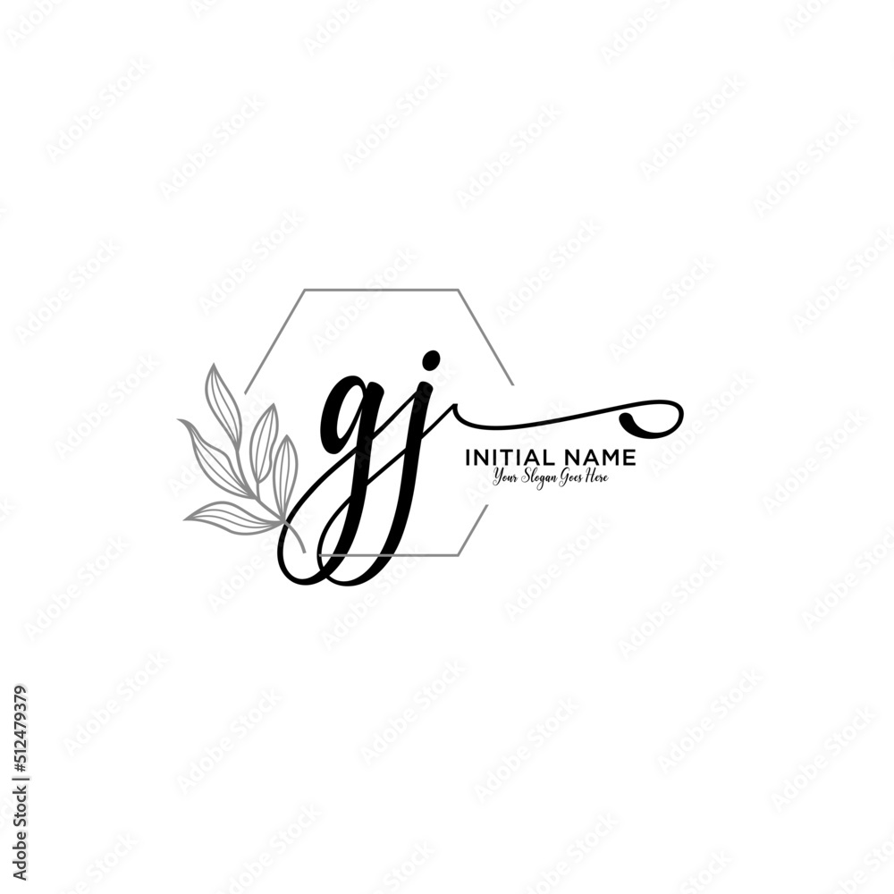 Initial letter GJ beauty handwriting logo vector