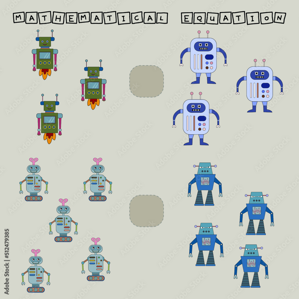 Developing activities for children, compare which more robots. Logic ...