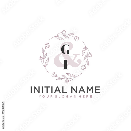 Initial letter GI beauty handwriting logo vector