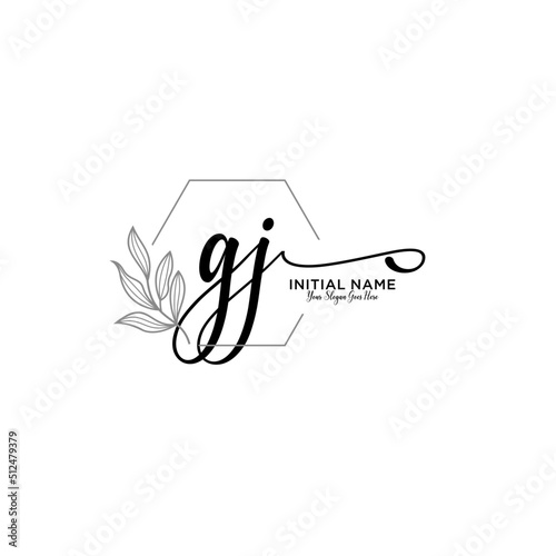 Initial letter GJ beauty handwriting logo vector