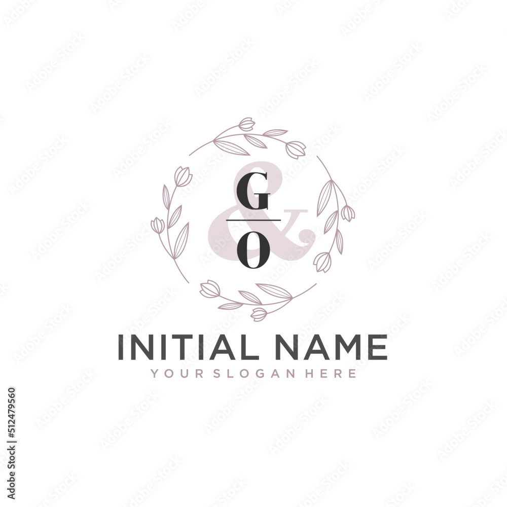 Initial letter GO beauty handwriting logo vector