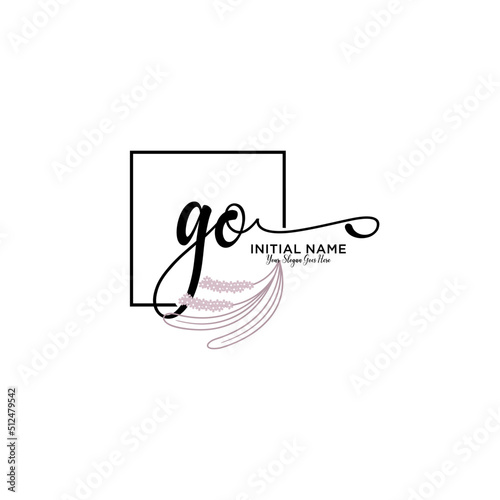 Initial letter GO beauty handwriting logo vector