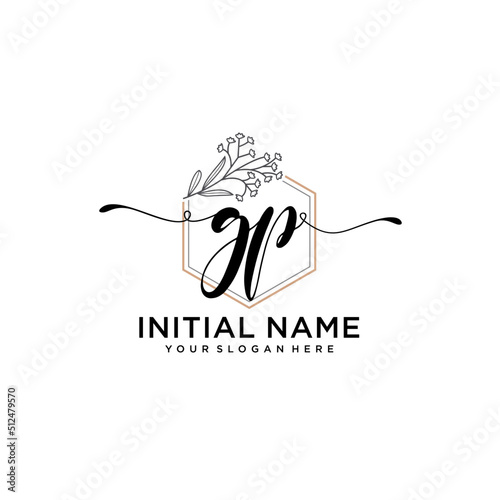 Initial letter GP beauty handwriting logo vector