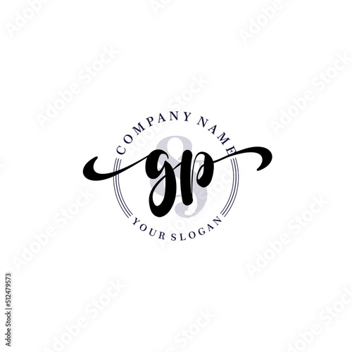 GP Initial handwriting logo vector. Hand lettering for designs.