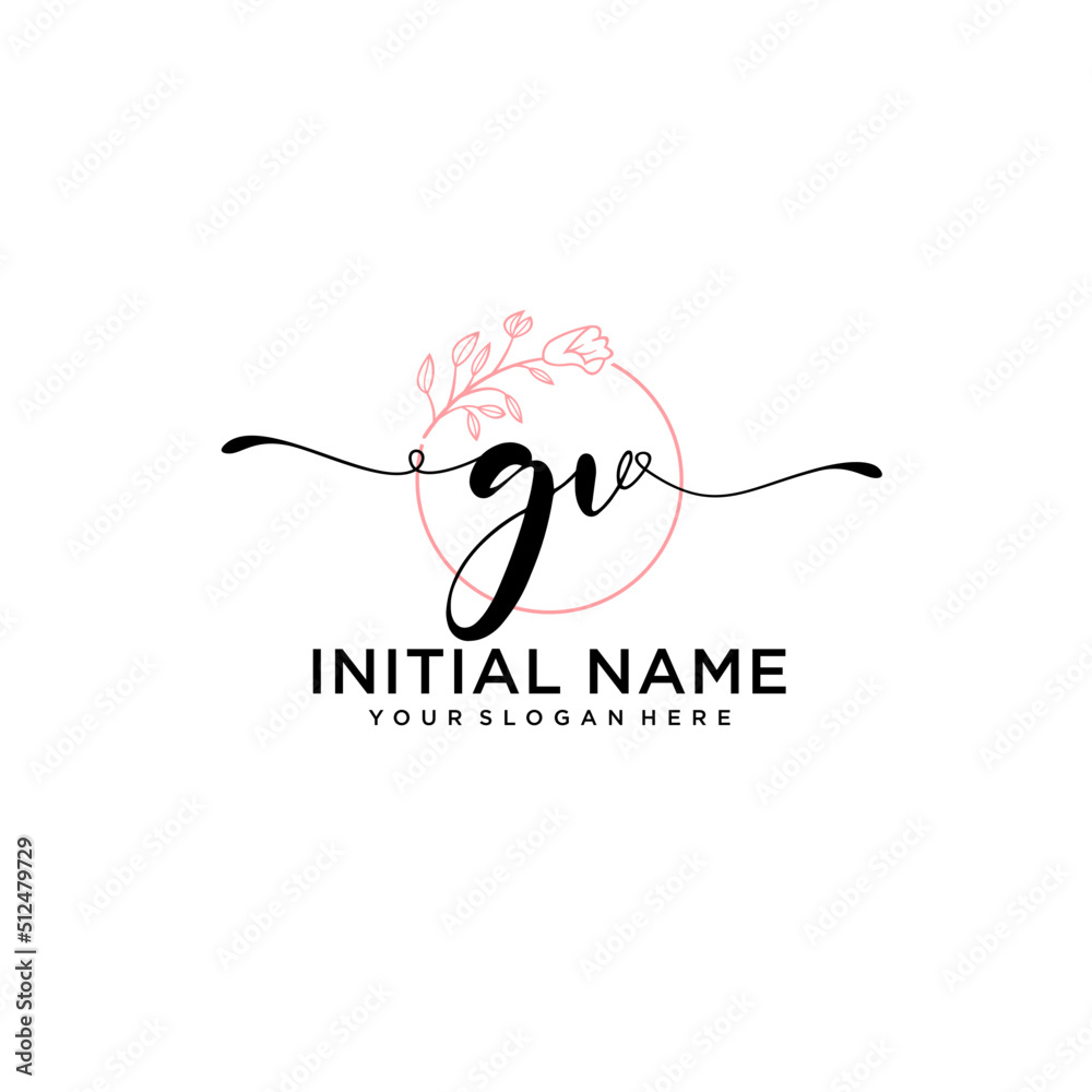 Initial letter GV beauty handwriting logo vector Initial letter GV beauty handwriting logo vector