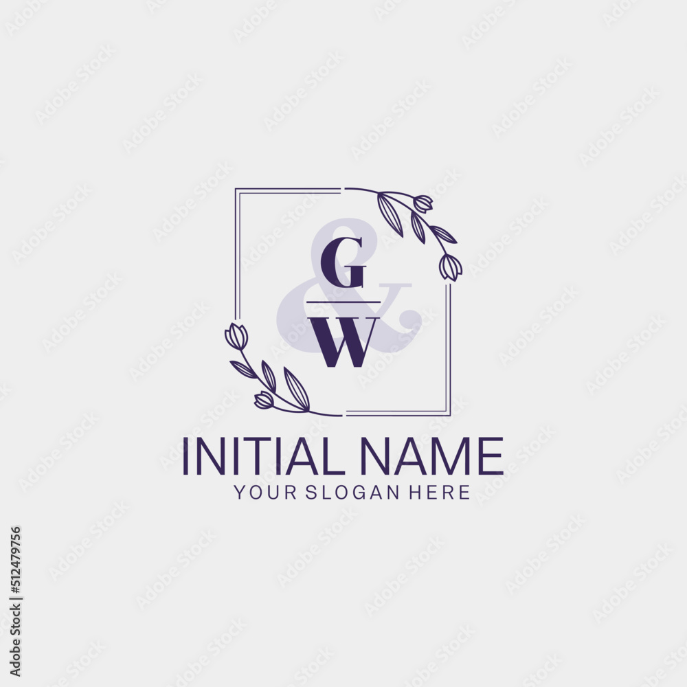 Initial letter GW beauty handwriting logo vector