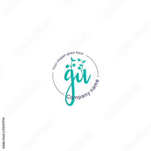 Initial letter GU beauty handwriting logo vector © Rensi
