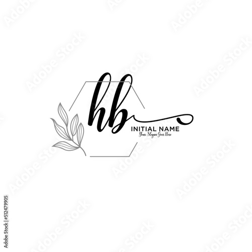 Initial letter HB beauty handwriting logo vector