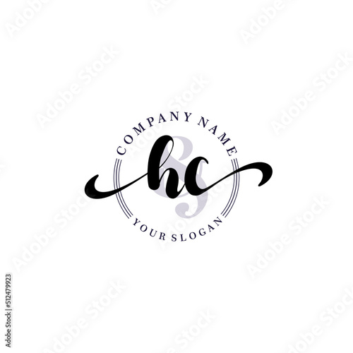 HC Initial handwriting logo vector. Hand lettering for designs.