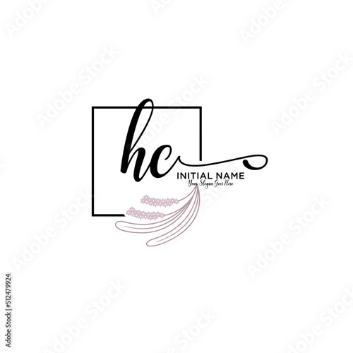 Initial letter HE beauty handwriting logo vector