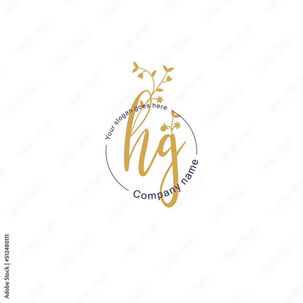 Initial letter HG beauty handwriting logo vector