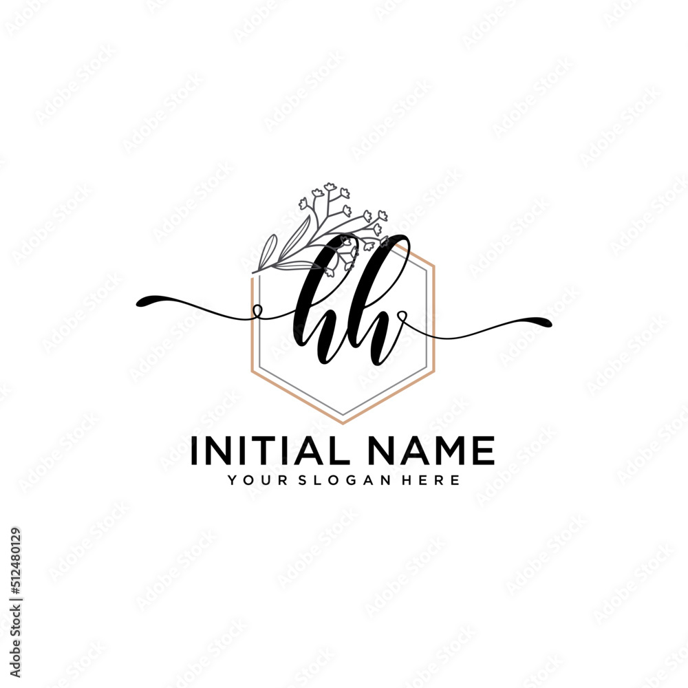 Initial letter HH beauty handwriting logo vector Initial letter HH beauty handwriting logo vector