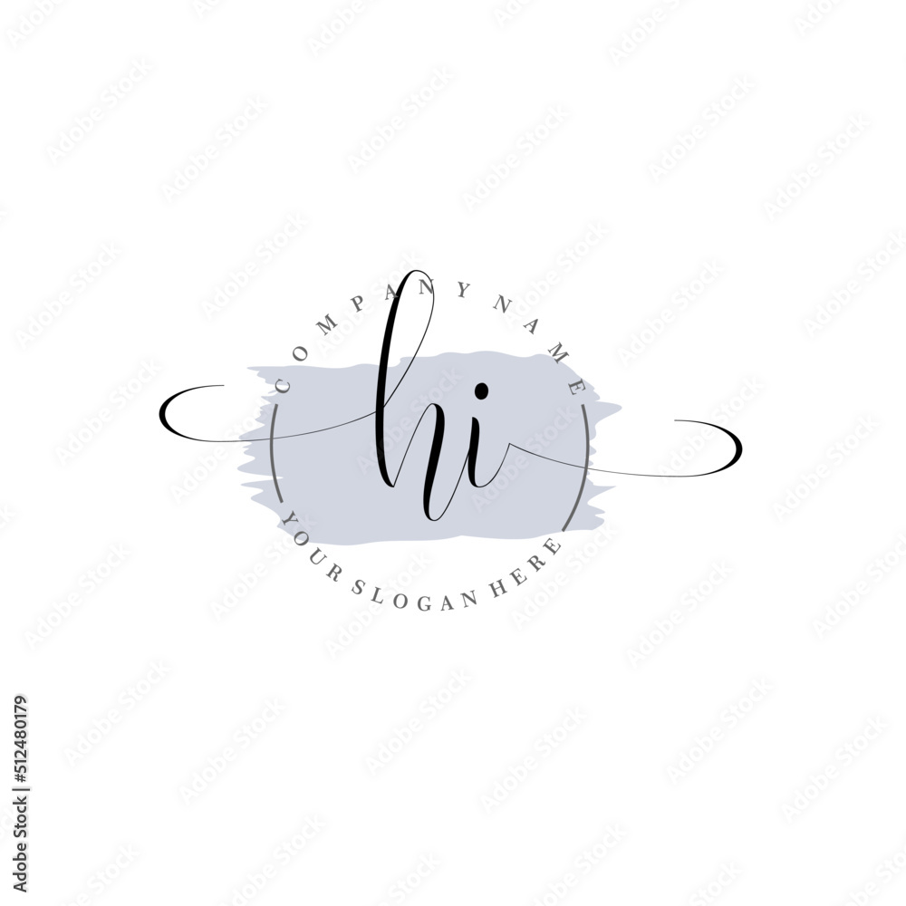 HI Initial handwriting logo vector. Hand lettering for designs.