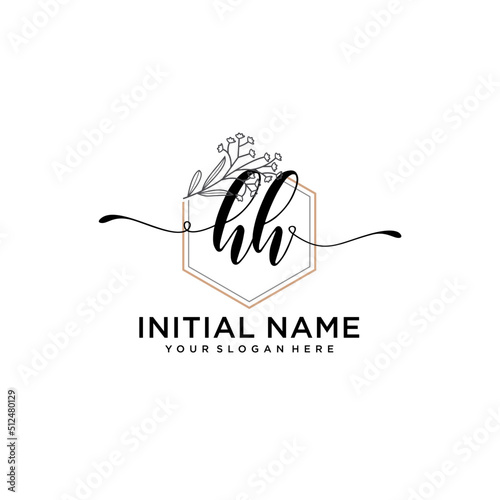 Initial letter HH beauty handwriting logo vector
